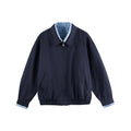 Men's Lightweight Bomber Jacket with Zipper, Checked Lined Collar and Elastic Hem Fashion Glam