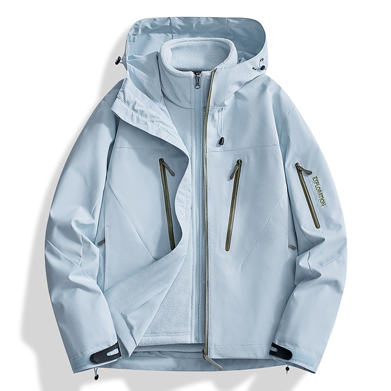 Men's two-in-one softshell outdoor jacket with detachable fleece inner jacket and waterproof zippers Fashion Glam