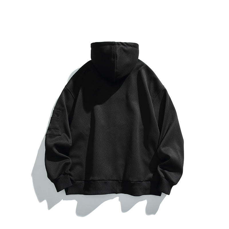 Unisex Oversize Hoodie Jacket with Front Zipper, Arm Pocket and Ribbed Hem Fashion Glam
