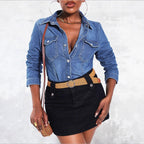 Women's tailored denim shirt with patch pockets and snap front Fashion Glam