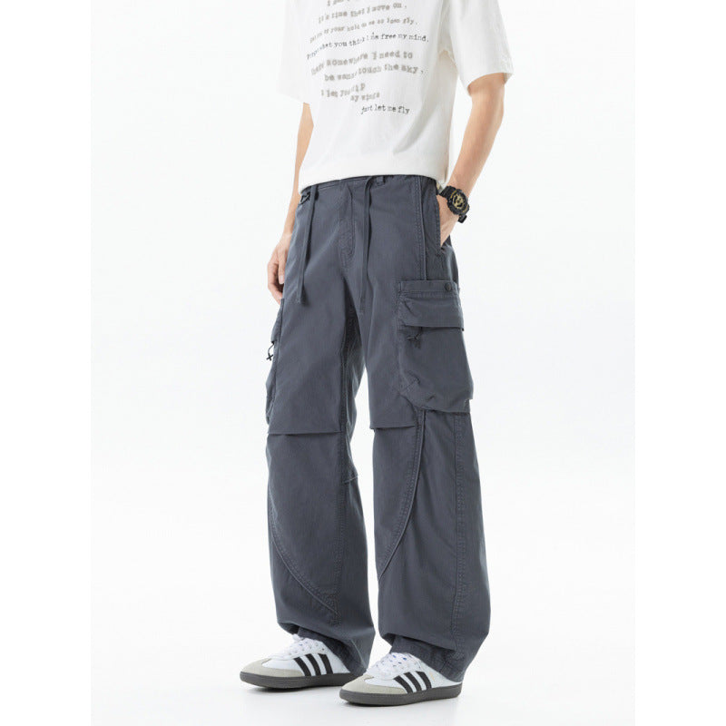 Men's Loose Cargo Pants in Baggy Cut with Utility Pockets and Drawstring Waist Fashion Glam