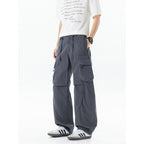 Men's Loose Cargo Pants in Baggy Cut with Utility Pockets and Drawstring Waist Fashion Glam
