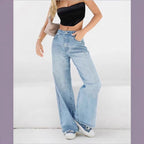 Women's wide high-waist jeans pants in palazzo style Fashion Glam