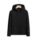 Men's Lightweight Water-Repellent Hooded Softshell Jacket with Concealed Press Stud Placket and Drawstring Fashion Glam