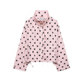 Women's Lightweight Polka Dot Wind Jacket with Stand-Up Collar and Drawstring Fashion Glam