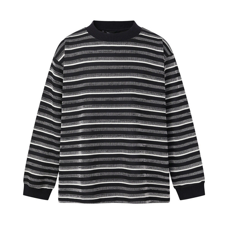 Unisex locker-fit structured knit sweater with round neck and maritime stripes Fashion Glam