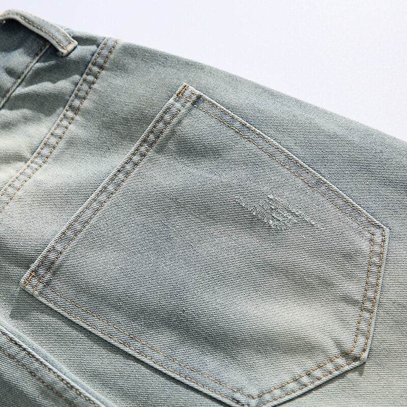 Unisex Relaxed-Fit Vintage-Jeans with high waist and distinctive ripped knee section Fashion Glam