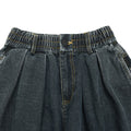 Ladies Wide Denim Pants with Pleats, Elastic Waistband and Casual Silhouette Fashion Glam