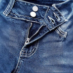 Women's high-waisted bootcut jeans with shaping waistband and visible button placket Fashion Glam