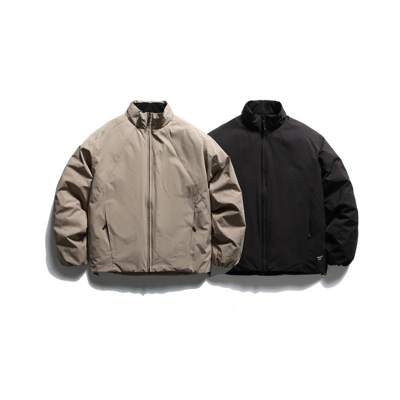 Men's insulation jacket in boxy cut with stand-up collar, raglan sleeves and two-way zip Fashion Glam