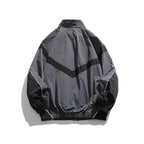 Men's Lightweight Oversize Windbreaker Jacket with Chevron Panels, Stand Collar and Elastic Hem Fashion Glam