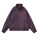 [Unisex] Lightweight Boxy Transitional Jacket with Stand Collar, Raglan Sleeves, and Zipper Pockets Fashion Glam