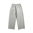 Unisex Loose Cotton Fleece Jogging Pants with Drawstring, Decorative Front Seams and Raw Hem Fashion Glam