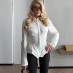 Women's Tailored Blazer Jacket with Corset Effect, Peplum and Stand-Up Collar Fashion Glam