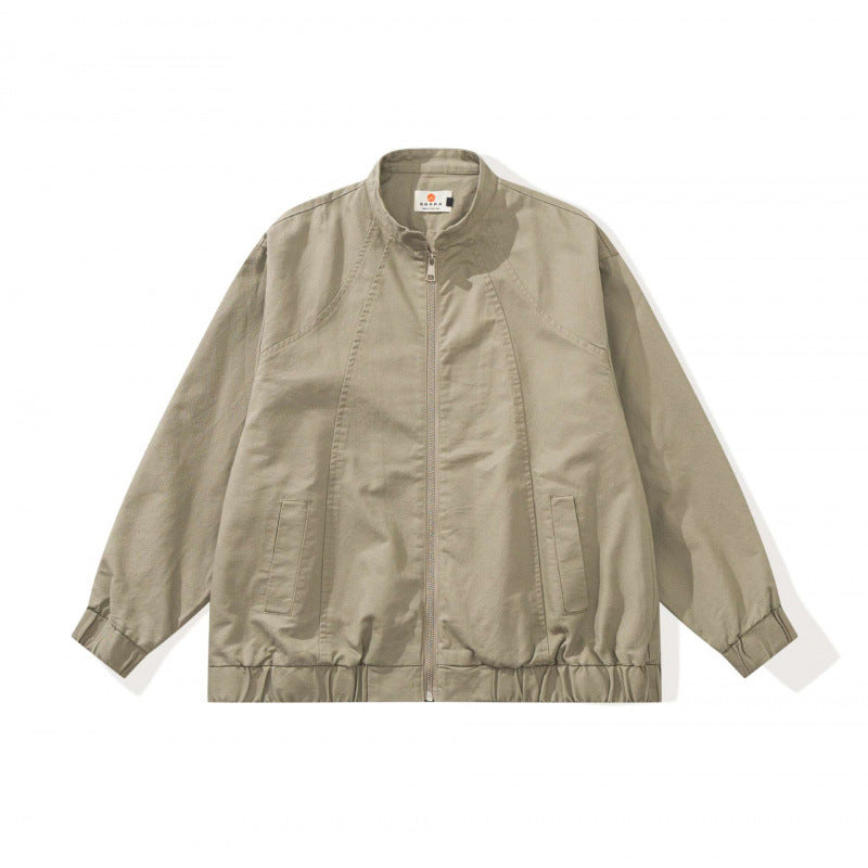 Unisex Boxige lightweight bomber jacket made of cotton blend with stand-up collar, zipper and drawstring hem Fashion Glam