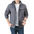 Men's Urban-Utility Field Jacket with Hood, Multiple Pockets and Elastic Cuffs Fashion Glam