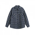 Unisex Boxy Shirt Jacket in plaid flannel look with patch chest pockets and used details Fashion Glam