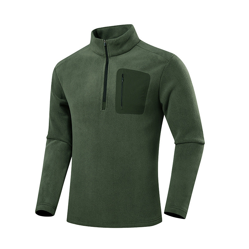 Men's fleece pullover with quarter zip and concealed chest pocket Fashion Glam