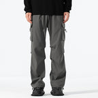 Men's Loose-Fitting Cargo Utility Pants with Drawstring Waist and Multiple Pockets Fashion Glam