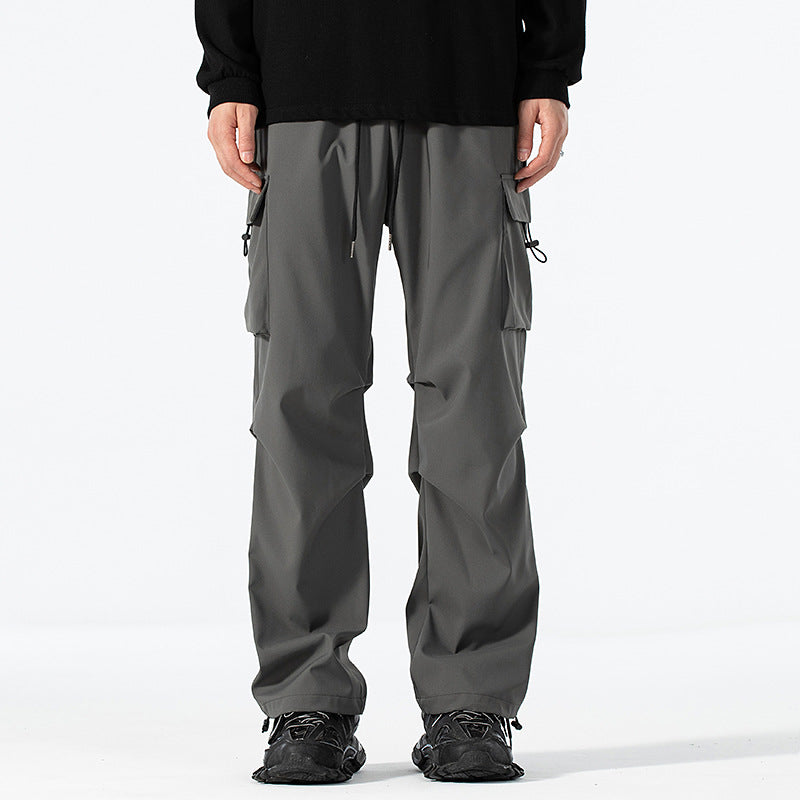 Men's Loose-Fitting Cargo Utility Pants with Drawstring Waist and Multiple Pockets Fashion Glam