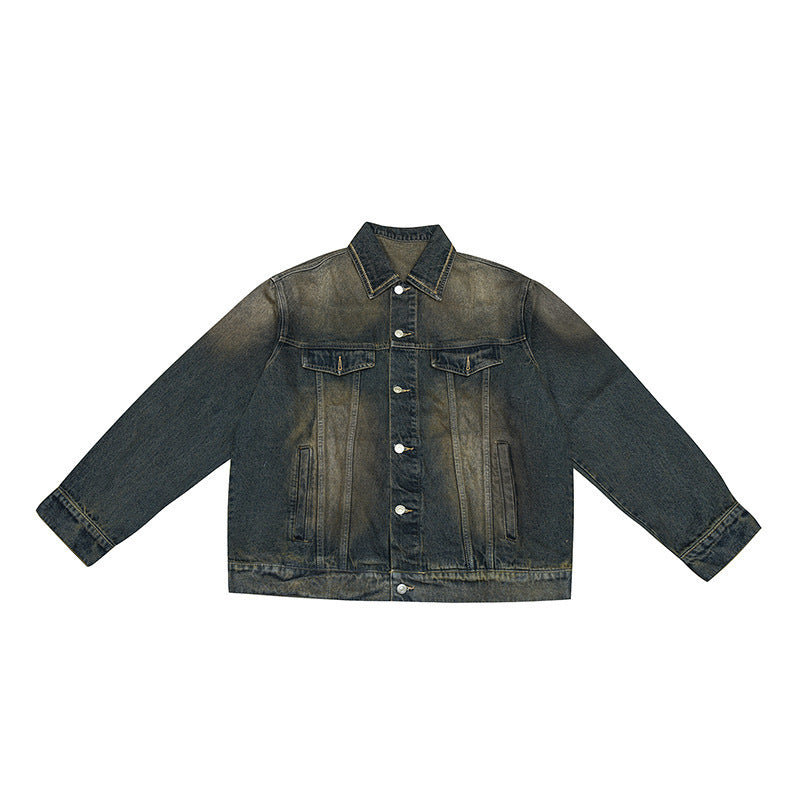 Unisex Oversized Jeans Jacket with Vintage-Washed Effect and Chest Pockets Fashion Glam