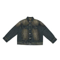 Unisex Oversized Jeans Jacket with Vintage-Washed Effect and Chest Pockets Fashion Glam
