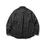 Unisex Oversize Check Flannel Shirt with Shirt Collar, Button Front and Rounded Hem Fashion Glam