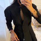Women's Tailored Short Jacket with Stand Collar, Slit Neckline and Princess Seams Fashion Glam