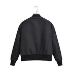 Women short cut nylon bomber jacket with shiny surface, padded lining and metal zipper Fashion Glam