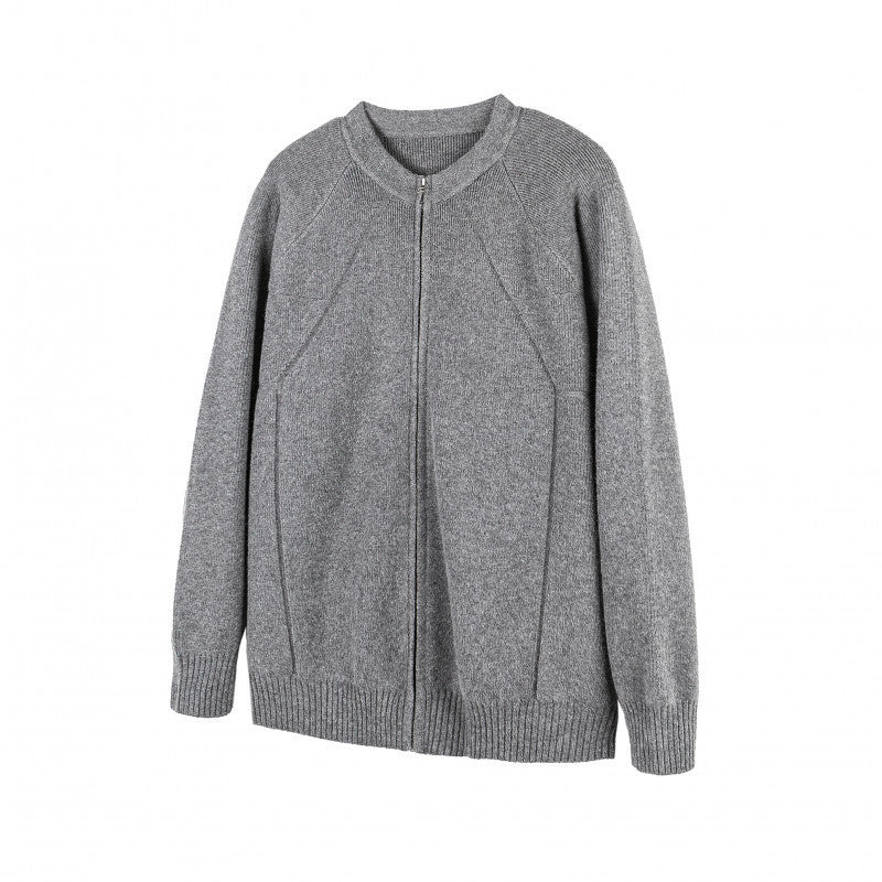 Unisex Well-Groomed Knit Zip Jacket in Oversize Bomber Style with Round Neck Fashion Glam
