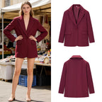 Women's Casual One-Button Blazer with Lapel Collar, Flap Pockets and Satin Lining Fashion Glam