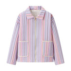 Women's Striped lightly padded Short Jacket with zipper and applied pockets Fashion Glam