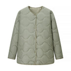 Women’s Oversized Padded Jacket in Cocoon Cut with Press Stud Closure Fashion Glam
