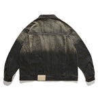 Unisex Boxy Denim Jacket in Oversized Cut with Two-Tone Wash and Stand Collar Fashion Glam