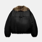 Women's short jacket with voluminous faux fur shawl collar Fashion Glam