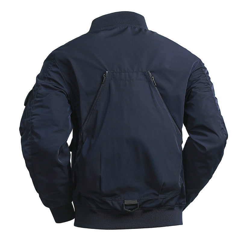 Men's Tactical Bomber Jacket in Field Look with Modular Outer Pockets and Elastic Hem Fashion Glam