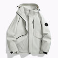 Men's Weatherproof Softshell Jacket with Mesh Lining, Adjustable Hood and Concealable Zip Placket Fashion Glam