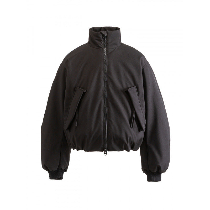 Unisex Boxy quilted bomber jacket with high stand-up collar and flap pockets Fashion Glam