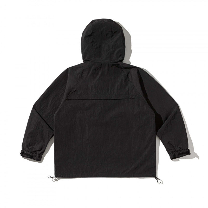 Unisex Technical Oversized Hooded Jacket with Mesh Ventilation Zones, Zipper and Drawstring Fashion Glam