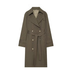 Women's Double-Breasted Trench Coat with Waist Belt and Raglan Sleeves Fashion Glam