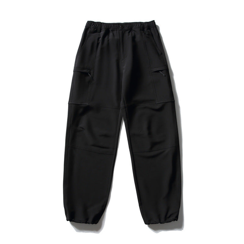 Men's Technical Cargo Casual Pants with Elastic Waistband, Knee Panels, and Zipper Pockets Fashion Glam