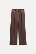 Women's High-Waisted Palazzo Pants with Front Tucks and Wide Leg Fashion Glam