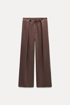Women's High-Waisted Palazzo Pants with Front Tucks and Wide Leg Fashion Glam