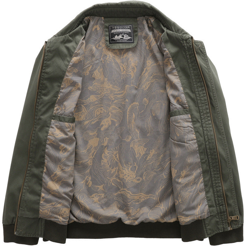 Men's lightweight field bomber jacket with stand-up collar and flap pockets Fashion Glam