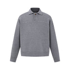 Men's Boxy Knit Sweater with Polo Collar and Half Button Placket Fashion Glam