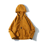 Unisex Loose-Fitting Utility Softshell Jacket with Hood and Multiple Pockets Fashion Glam