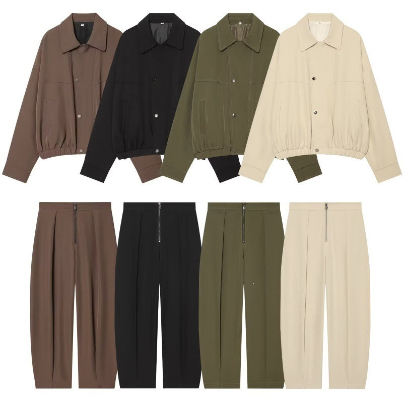 Women wide cropped pants with high waist, pleats and visible front zipper Fashion Glam