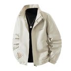 Men's Lightweight Technical Leisure Jacket with Stand-Up Collar, Concealed Zipper and Elastic Hem Fashion Glam