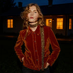 Ladies velvet jacket with decorative trim and tailored silhouette Fashion Glam