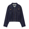 Women's bomber style jeans jacket with zipper and elastic hem Fashion Glam